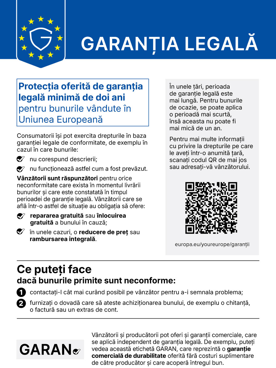 Garanția legală de conformitate – informare armonizată a Uniunii Europene