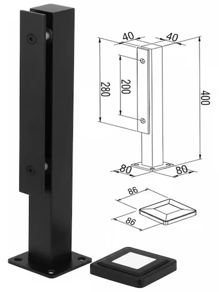 PICIOR BALUSTRADA PATRAT BLACK - imagine 3